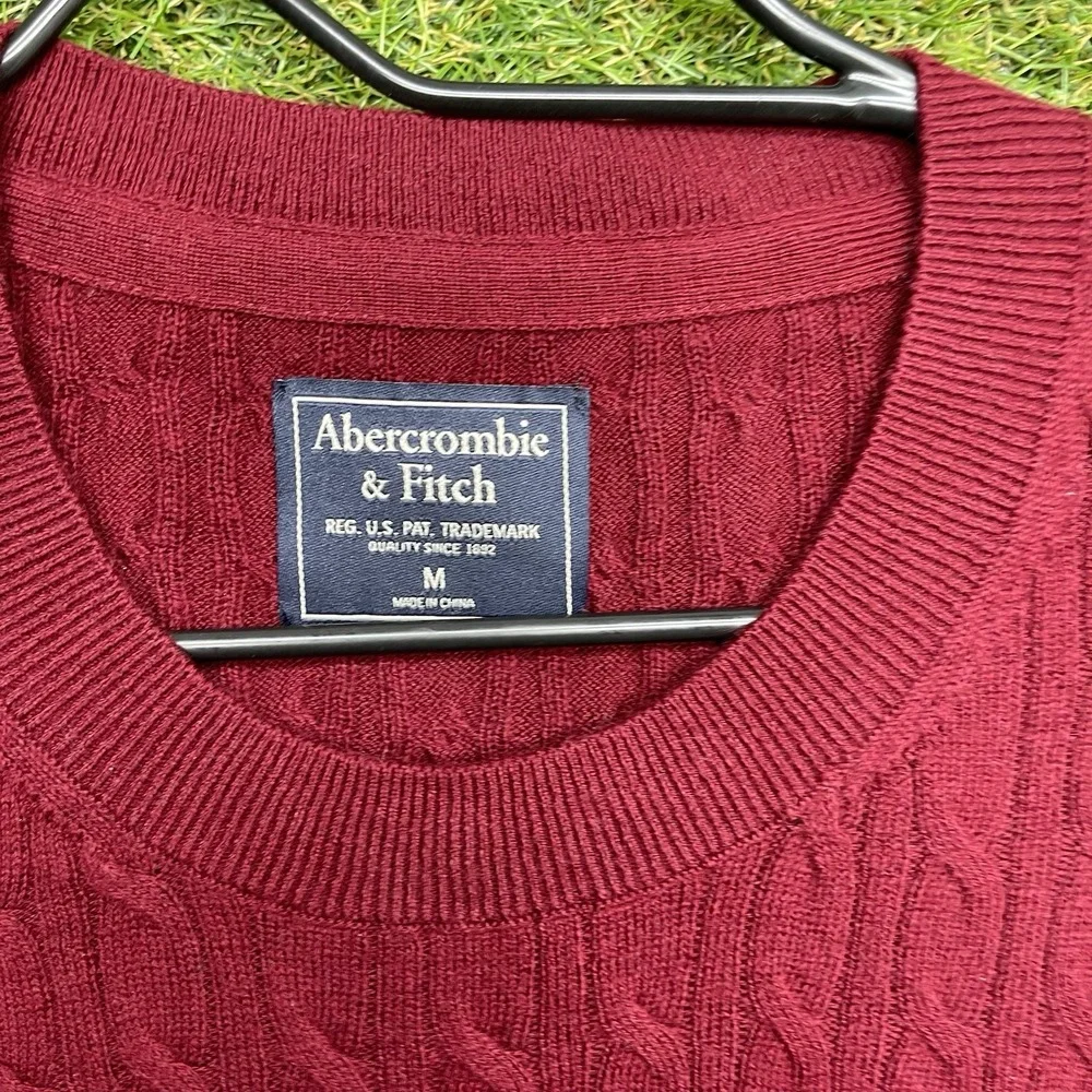 Abercrombie & Fitch Merino Wool Sweater Mens Medium Cable Knit Dress Preppy